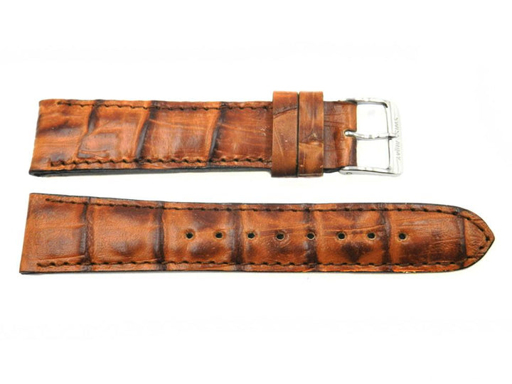 Genuine Swiss Army Brand Officer's Dress 19mm Crocodile Grain Brown Watch Band image