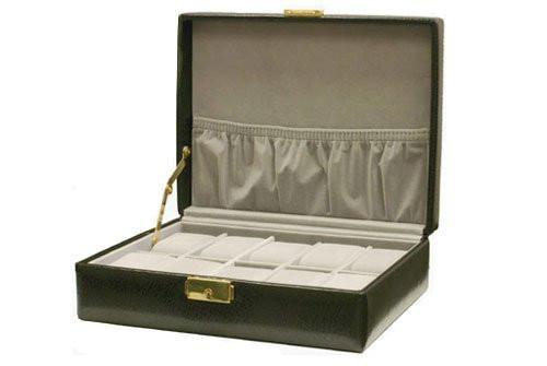 Black Textured Leather Storage Case Watch Box for 10 Watches