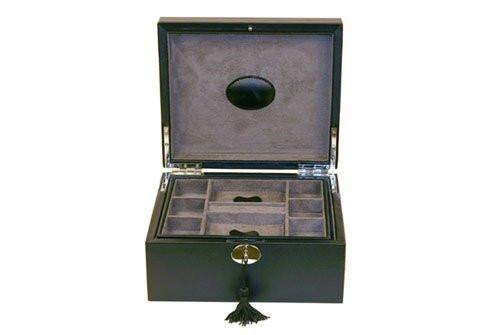 Black Leather Dresser Organizer Watch and Jewelry Box for 3 Watches