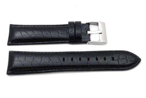 Genuine Leather Alligator Grain Thick Padding Matching Stitching Watch Strap