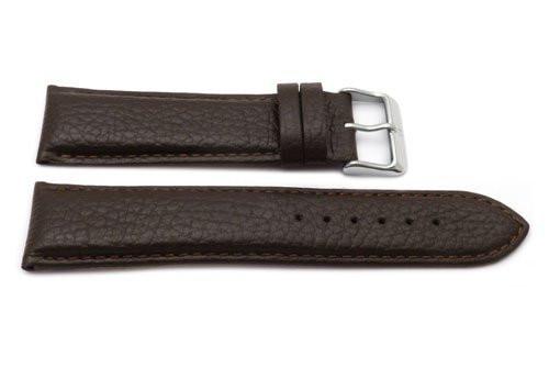 Genuine Textured Leather Anti-Allergic Extra Long Brown Watch Band