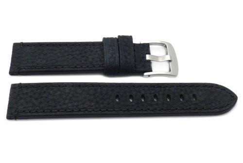 Genuine Textured Leather Anti-Allergic Black Watch Band