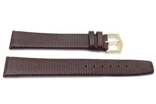 Genuine Textured Leather Lizard Grain Anti-Allergic Brown Extra Long Watch Band