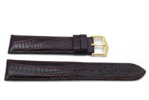 Genuine Textured Leather Lizard Grain Anti-Allergic Dark Brown Watch Band