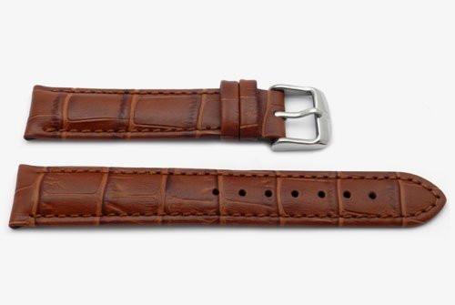 Genuine Textured Leather Alligator Grain Anti-Allergic Honey Watch Band