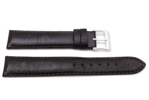 Genuine Textured Leather Anti-Allergic Dark Brown Semi-Gloss Watch Strap