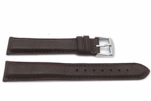 Genuine Textured Leather Anti-Allergic Dark Brown Watch Strap