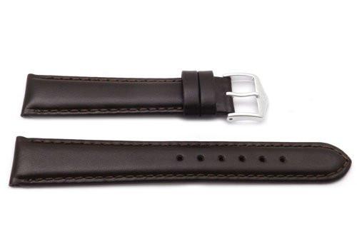 Genuine Smooth Leather Anti-Allergic Dark Brown Watch Band