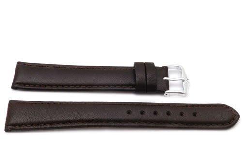 Genuine Smooth Leather Anti-Allergic Dark Brown Extra Long Watch Band