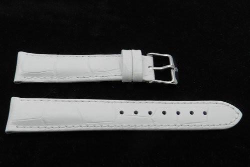 Genuine Textured Leather Crocodile Grain Anti-Allergic White Watch Band