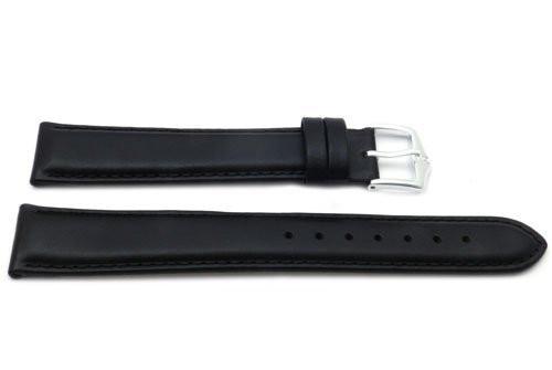 Genuine Smooth Leather Anti-Allergic Black Extra Long Watch Band