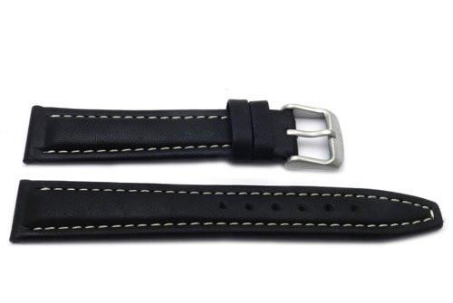 Genuine Smooth Leather Anti-Allergic Black Watch Strap