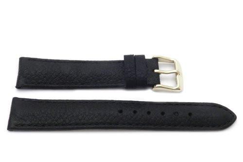 Genuine Textured Leather Anti-Allergic Black Watch Strap