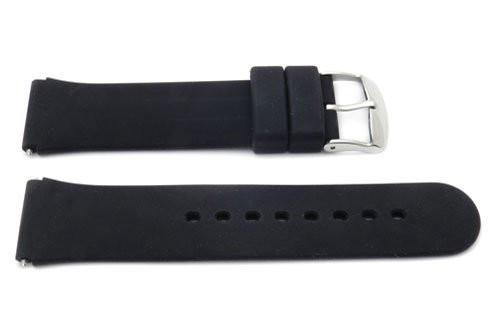 Black Smooth Silicone 18mm Watch Strap