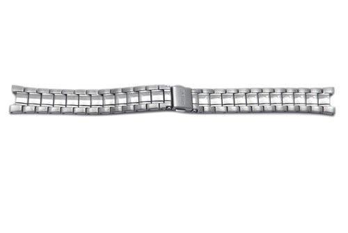 Seiko Silver Tone Stainless Steel Brushed and Polished 15mm Push Button Fold-Over Clasp Watch Bracelet