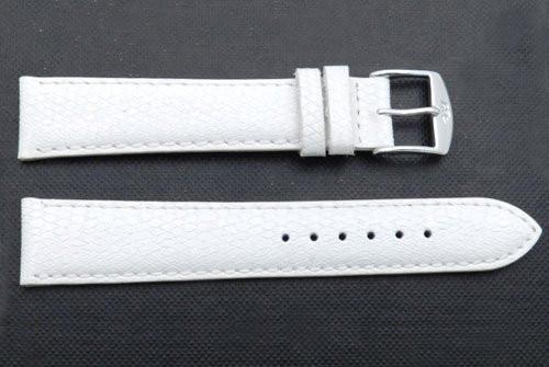 ZRC Genuine White Leather Lizard Grain Waterproof Anti-Allergic Watch Strap