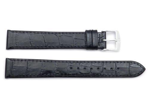 ZRC Genuine Black Leather Crocodile Grain Watch Strap