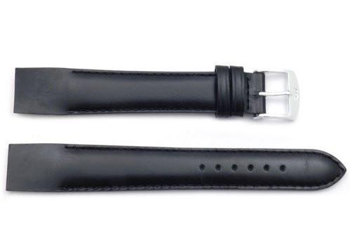 ZRC Genuine Smooth Soft Black Calfskin Leather Anti-Allergic Waterproof Open End Watch Strap