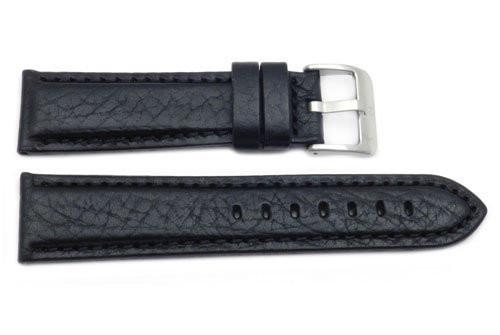 Genuine Textured Leather Anti-Allergic Black Watch Band