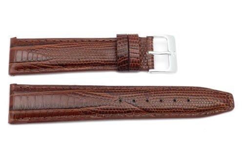 Genuine Textured Leather Alligator Grain Anti-Allergic Brown Watch Strap