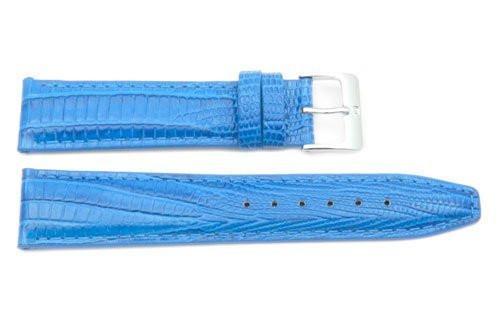 Genuine Textured Leather Alligator Grain Anti-Allergic Light Blue Watch Strap