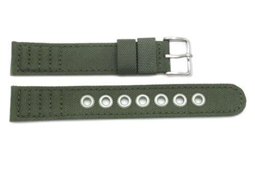 Genuine Citizen Olive Nylon and Leather Eco-Drive 18mm Long Watch Strap