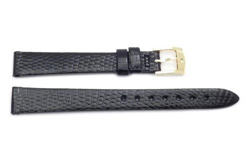 Movado Genuine Textured Leather Black Lizard Grain 12mm Watch Band