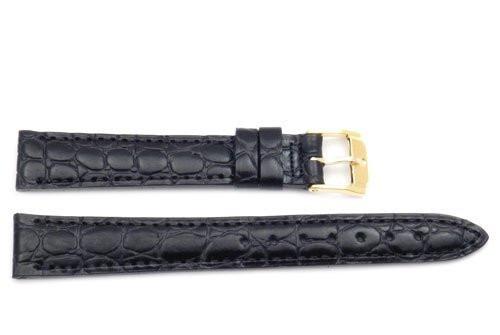 Movado Genuine Textured Leather Black Crocodile Grain 14mm Watch Strap