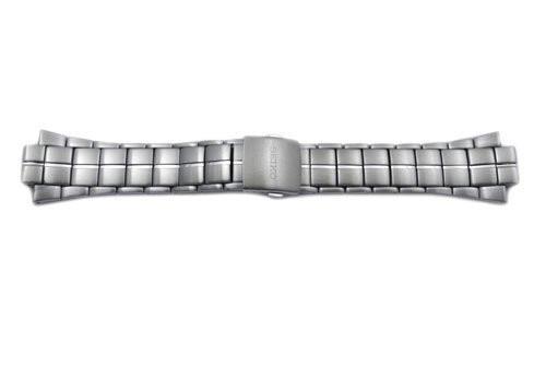 Seiko Silver Tone Stainless Steel Fold-Over Push Button Clasp 29/15mm Watch Bracelet