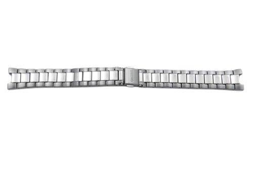 Seiko Silver Tone Stainless Steel Push Button Fold-Over Clasp 16mm Watch Bracelet