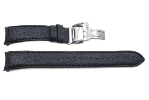 Seiko Black Genuine Textured Leather Deployment Clasp 20mm Watch Band