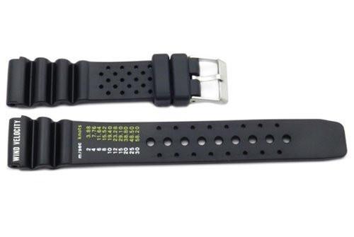 Black Rubber Casio Style Wind Velocity Watch Strap