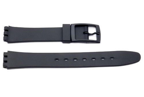 Black Smooth Rubber Casio Style 14mm Watch Strap