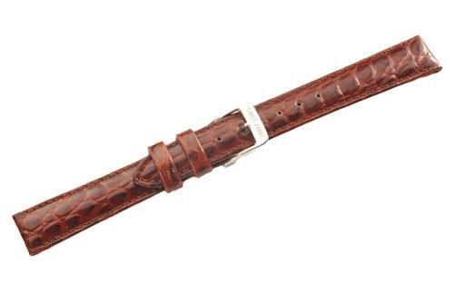 Swiss Army Officer Genuine Brown Textured Leather Crocodile Grain 14mm Watch Strap