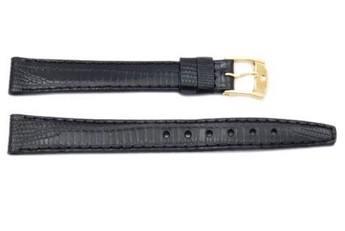 Movado Black Alligator Grain Textured Calfskin Cobranil 12.5mm Watch Strap