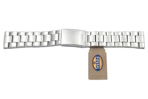 Fossil Silver Tone Stainless Steel 24mm Push Button Clasp Watch Bracelet