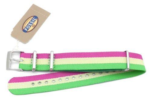 Fossil Purple Yellow and Green Long Nylon 18mm Watch Strap