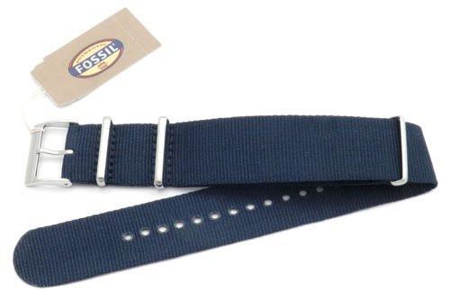 Fossil Navy Blue Long Nylon 22mm Watch Strap