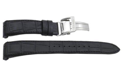 Seiko Genuine Textured Black Leather Alligator Grain 21mm Watch Strap