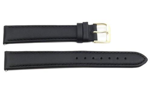 Genuine Smooth Black Long Leather 18mm Watch Band