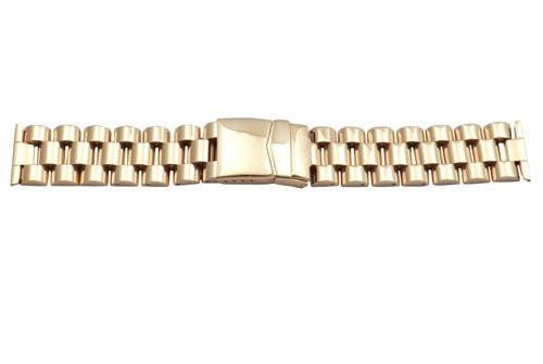 Hadley Roma Wide Gold Tone Ion Plated Stainless Steel Watch Bracelet