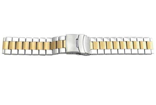 Hadley Roma Wide Dual Tone Ion Plated Stainless Steel Watch Bracelet