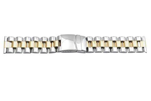 Hadley Roma Wide Dual Tone Ion Plated Stainless Steel Watch Bracelet