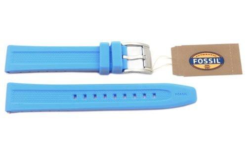 Fossil Aqua Blue Silicone Logo Imprinted 18mm Watch Strap