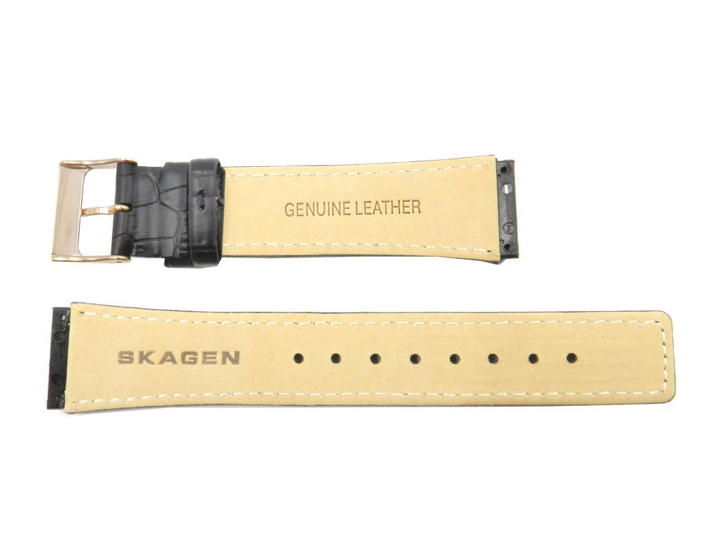 Skagen 331XLRLB Black Leather Crocodile Grain Watch Strap image