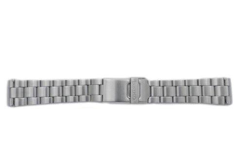 Seiko Silver Tone Stainless Steel Fold-Over Push Button Clasp 21mm Watch Bracelet