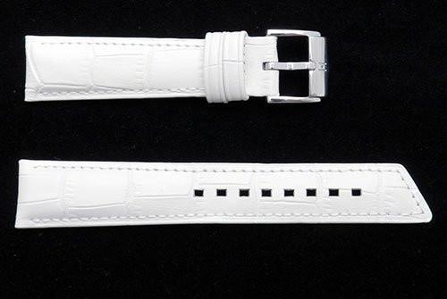 Hirsch Princess - White Alligator Grain Textured Leather Slant Cut Watch Strap