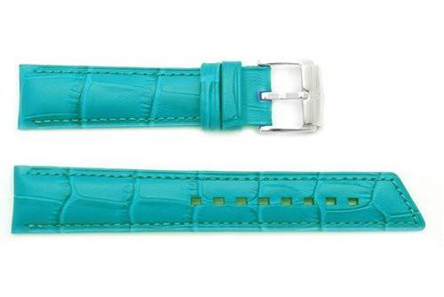 Hirsch Princess - Teal Alligator Grain Textured Leather Slant Cut Short Watch Strap