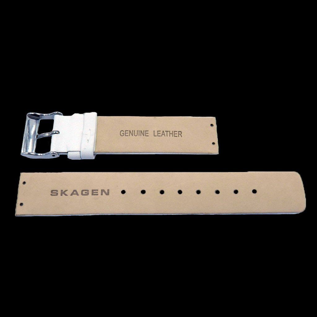 Genuine Skagen White Smooth Leather 18mm Watch Strap - Screws image