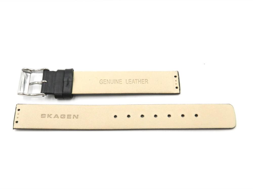 Genuine Leather 14mm Watch Band for Skagen 358SSLBB image